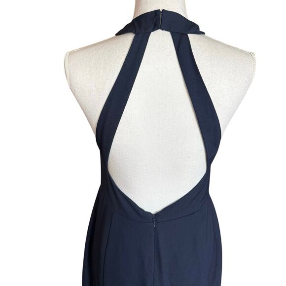 BHLDN Anthropologie NAVY dark blue Montreal maxi dress halter women's size 8 - Picture 7 of 12